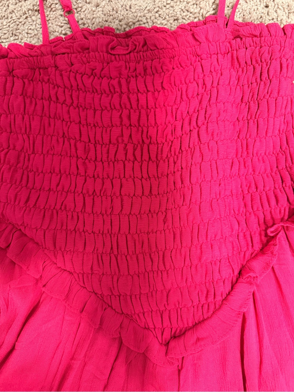 No Boundaries Hot Pink Smocked Ruffle Mini Dress - Picture 7 of 8